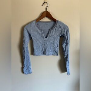 Urban Outfitters out from under | light purple cut out lace trim long sleeve top